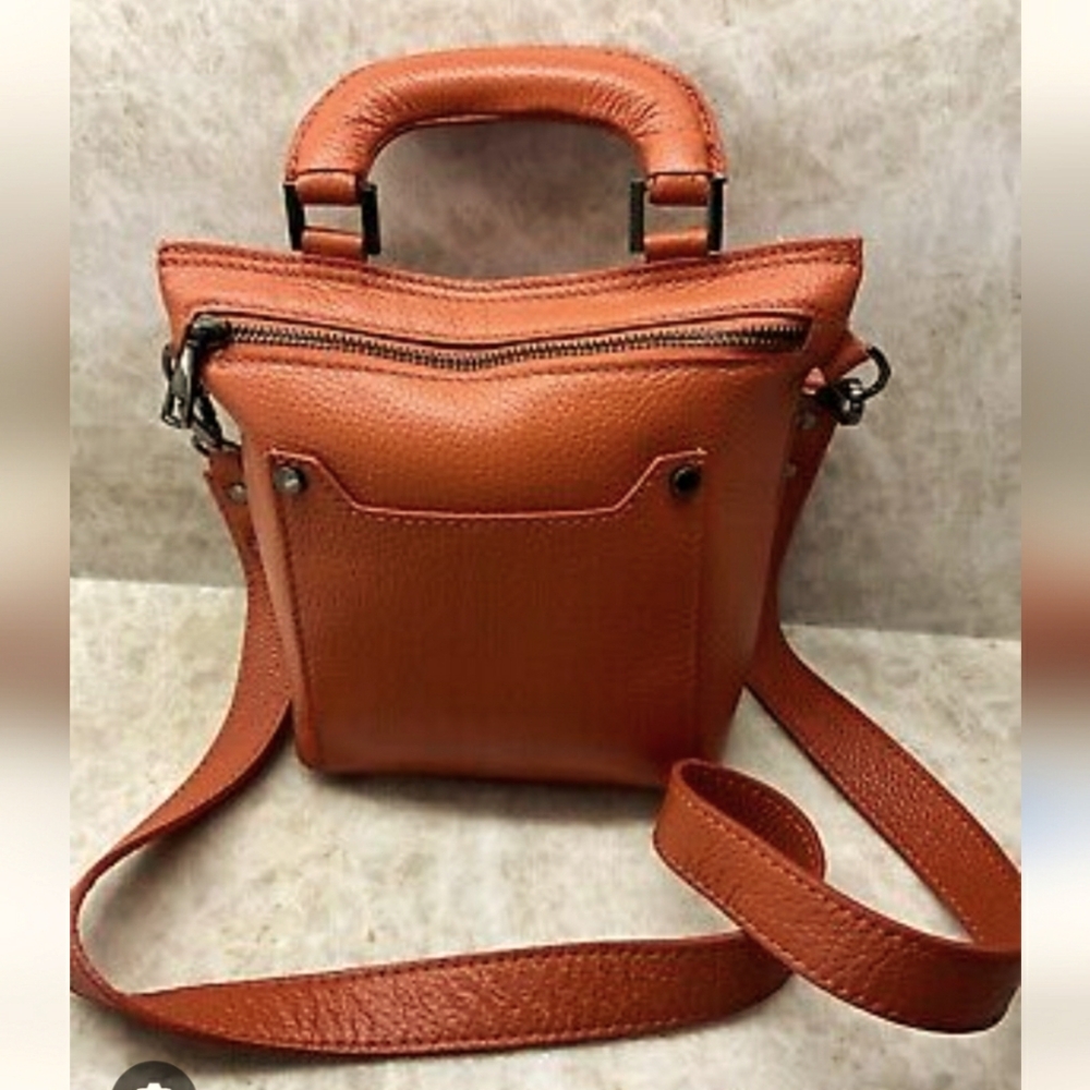 Viola Castellani Milano Italian Leather Tote CrossElegant Orange Women's Handbag